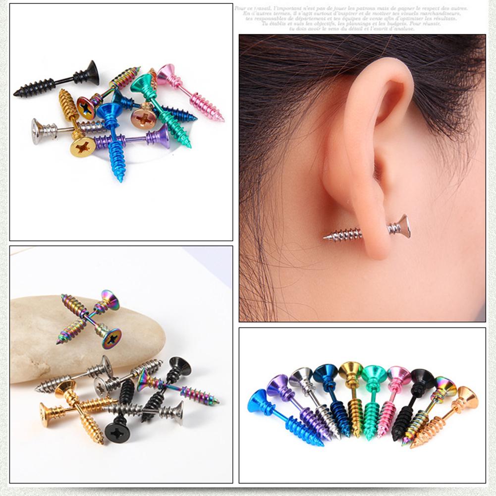 Unisex Edelstahl Piercing Nagel Schraube Ohrstecker Punk Ohrpiercings Modeschmuck