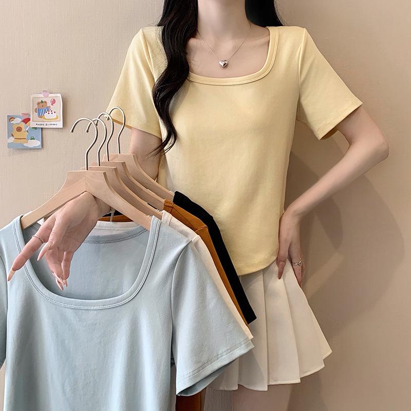 2026 Spring/Summer Plus Size Women s U-Neck Slimming Base Layer T-Shirt 3XL