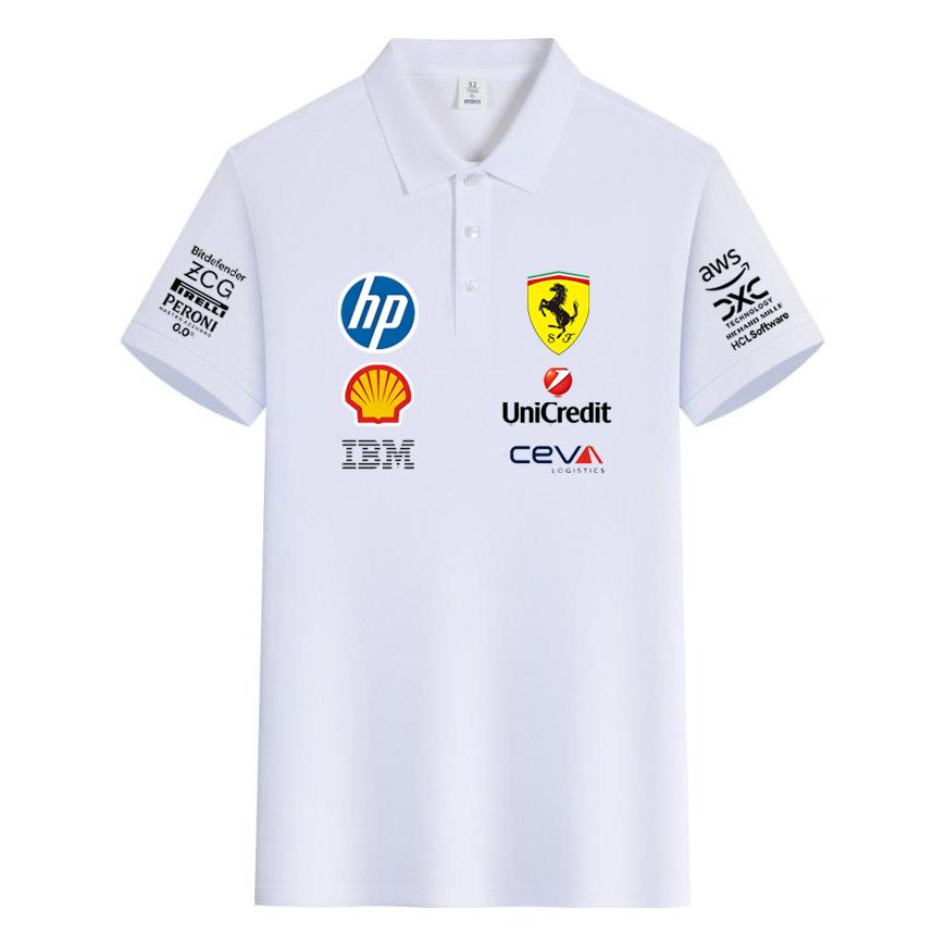 Ferrari Summer Pure Cotton F1 Racing Team Uniform T-shirt Short Sleeved Ferrari Polo Shirt Versatile Top
