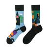 Unisex A/B Style Asymmetrical Cartoon Mid-Calf Cotton Socks