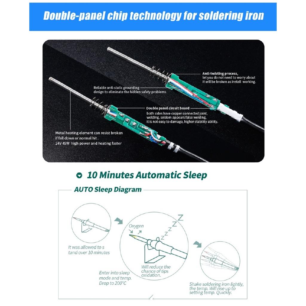 700W  I Upgrade Rework Station Digital Display Iron SMD Heat Hot Air Soldering Station Welding