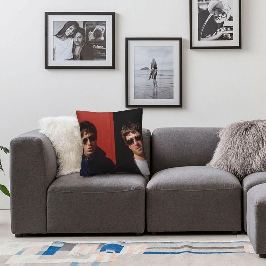 O-Oasis Rock Band Pillowcase Printing Polyester Cushion Cover Decorations Throw Pillow Case Cover Home Zippered 45X45cm