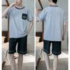 Big Size Summer Men Cotton Pajamas Jersey Short Sleeve Shorts Set Simple and Easy To Clean Solid Color O-Neck Sleepwear Homewear