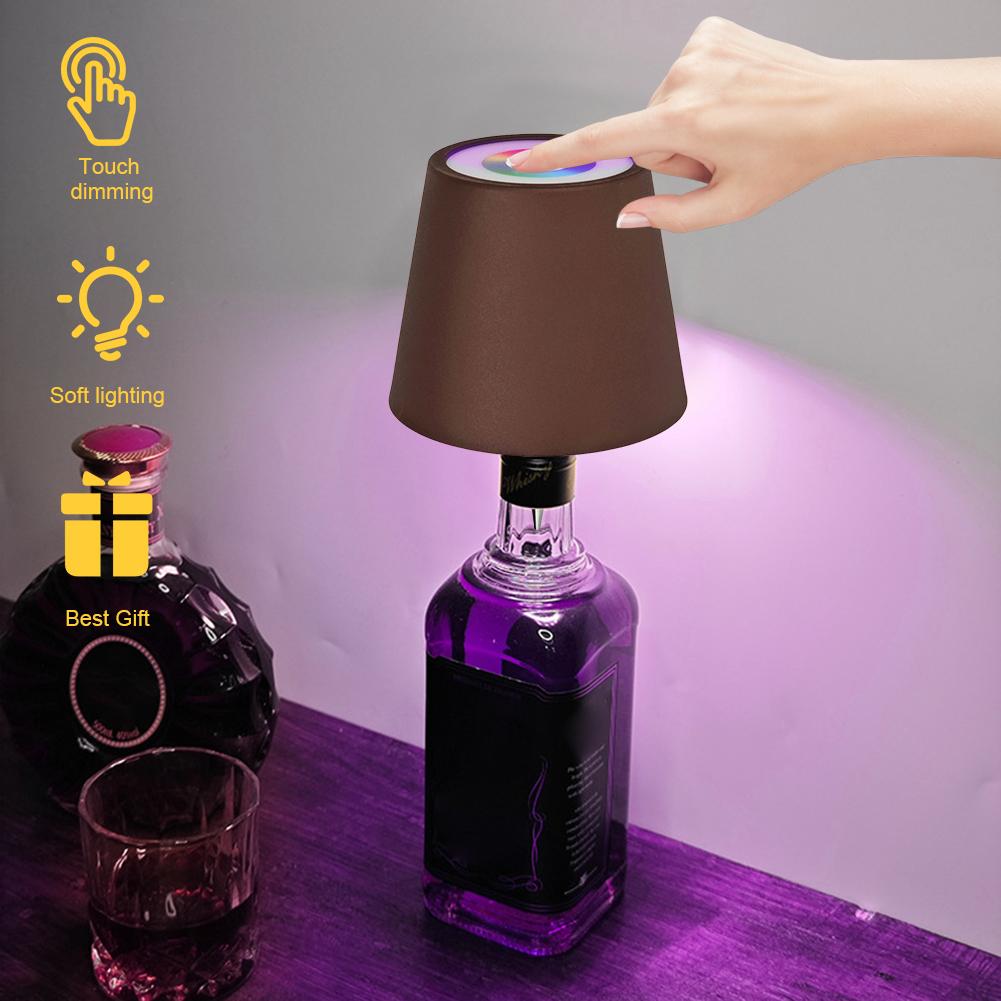 Wireless Bottle Lamp LED Wine Bottle Base Rechargeable Vases LED Light Portable Warm Light & RGB Wireless Touch Table Lamp