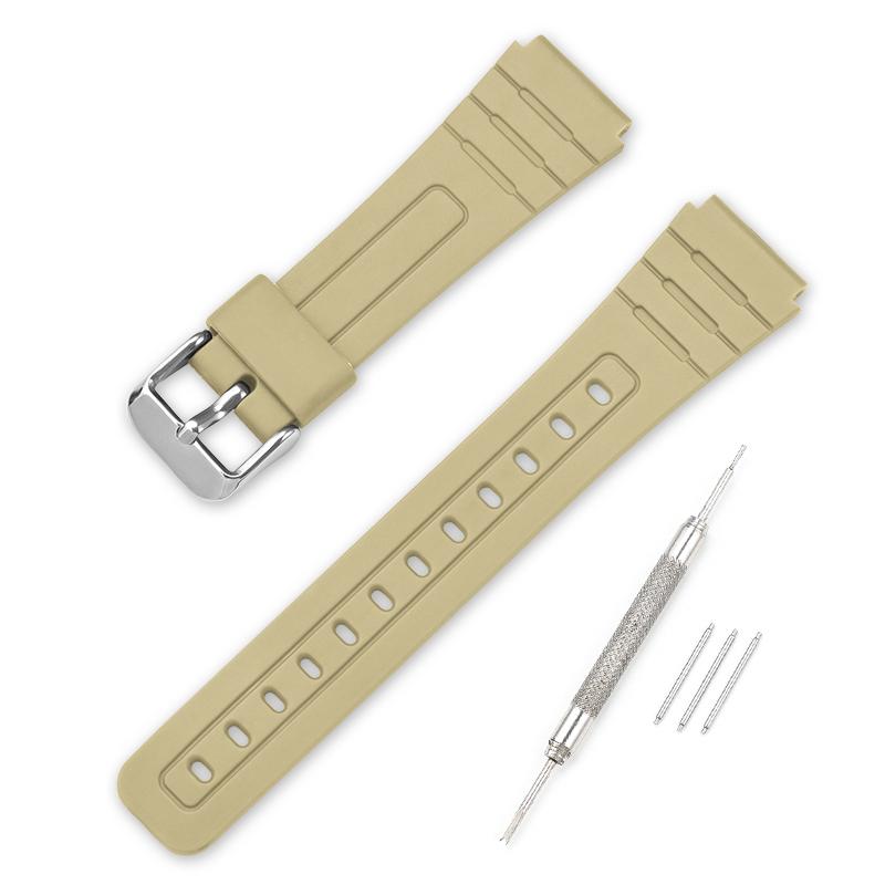 Resin Strap for Casio F-91W F-84 F-105 A158 159 AE-1200 1300 Stainless Steel Buckle Sport Waterproof TPU Replace Watch Band 18mm