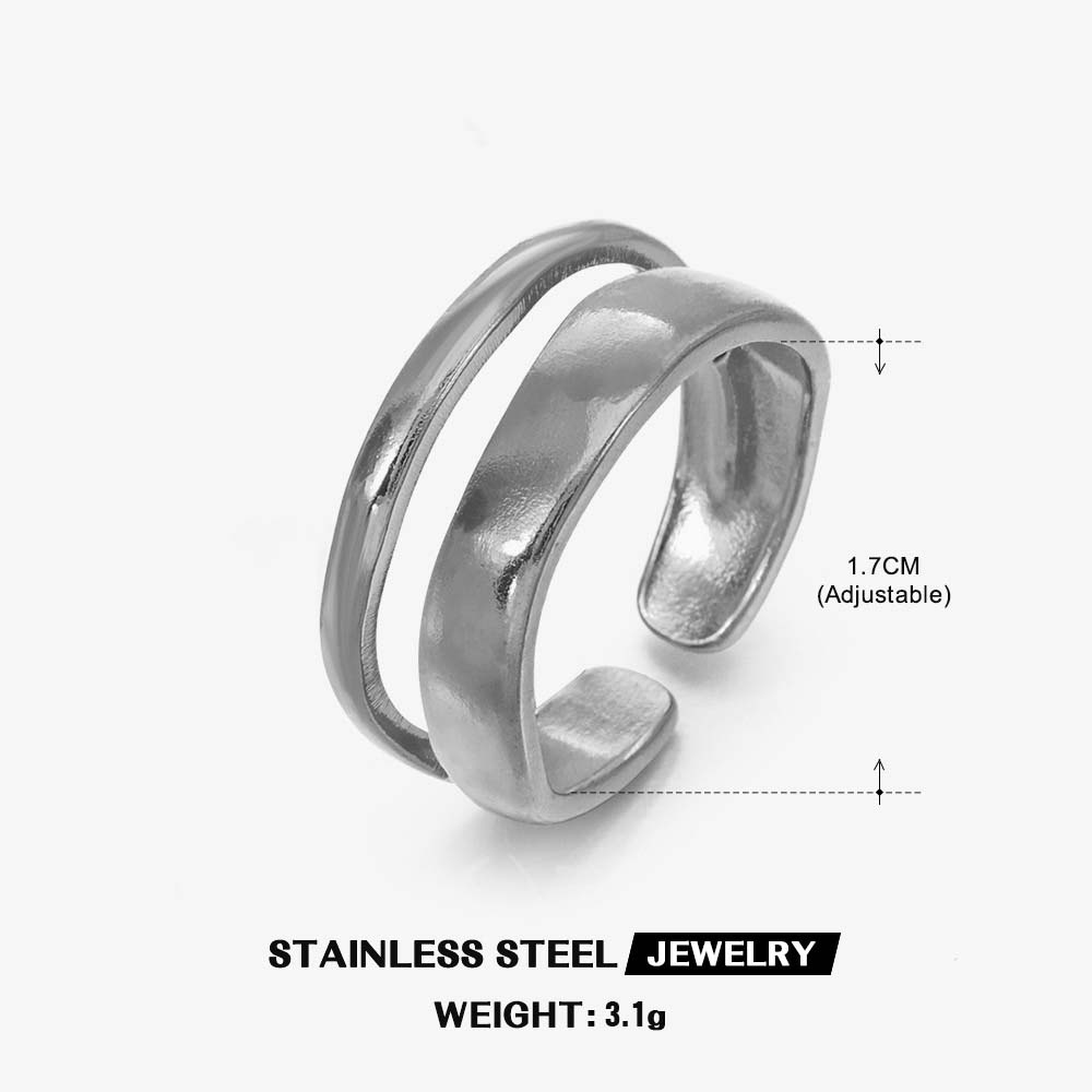 Stainless Steel Multi Layer Line Rings for Women Men Vintage Waterproof Charm Metal Gold Silver Color  Finger Jewelry