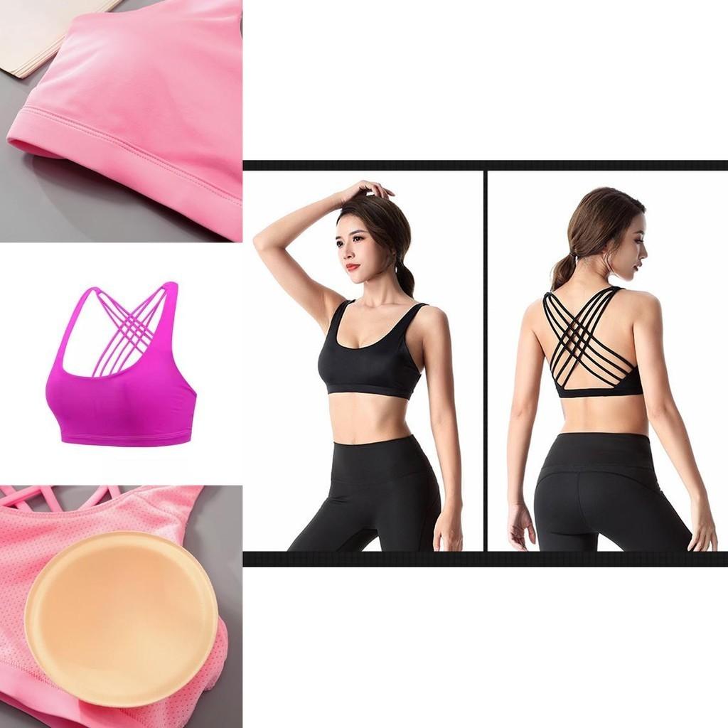 Damen Komfortabel Gepolsterter Sport-BH-Westen mit Kreuzrücken für Fitnessstudio, Fitness und Yoga