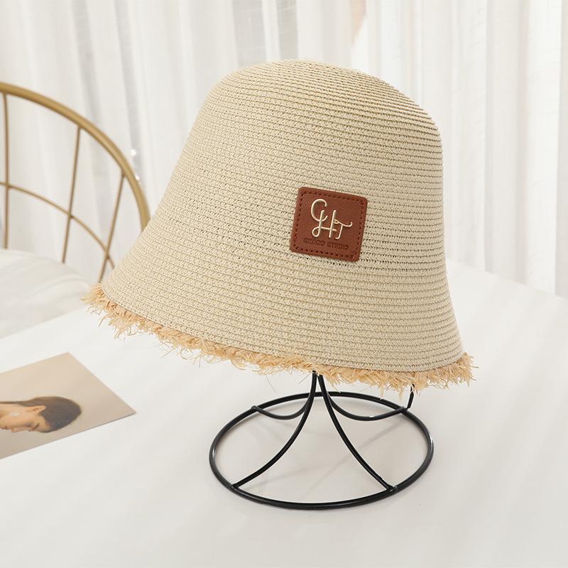 New Women's Summer UV Protection Sweet Ribbon Seaside Vacation Sunshade Bucket Hat Bow Large Brim Straw Hat