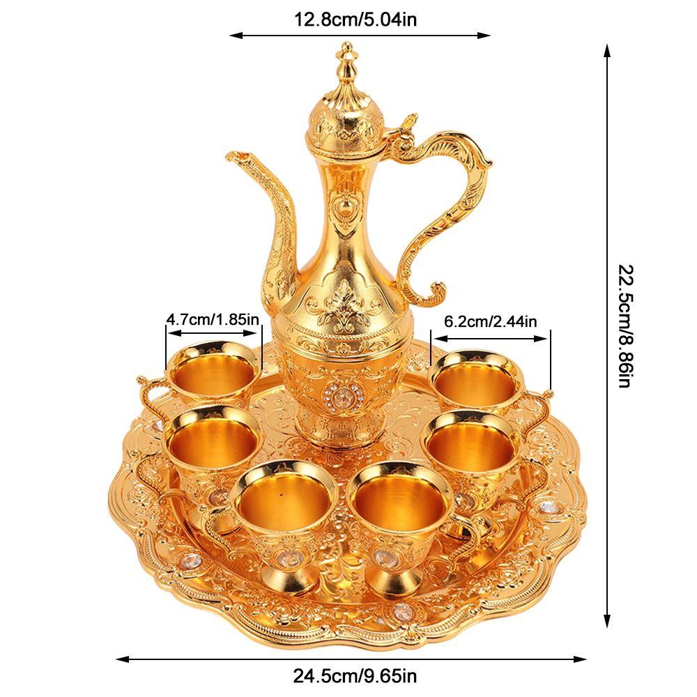 8pcs With Tray Turkish Tea Set 6 Cups Included Wine Glass Pot Set Coffee Pot Set Wedding Decor