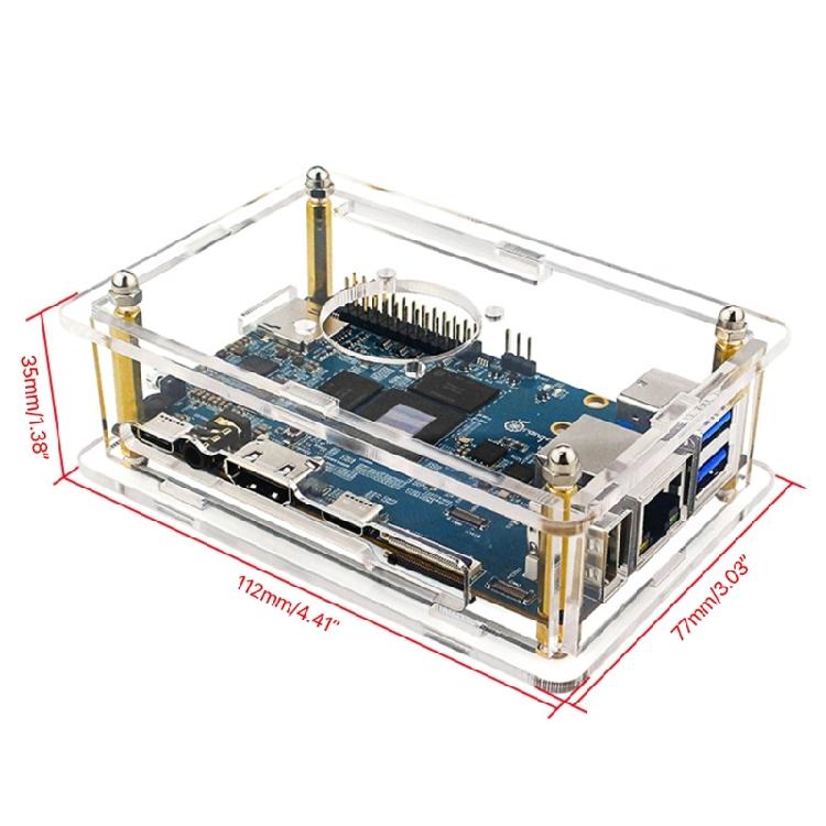 Fully Vented Acrylic Cover Case with Cooling Fan Heatsinks for Orange Pi 5