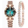 Luxury Rhinestone Quartz Watches Exquisite Watch Bracelet Set Rose Gold Watch  Daily Use