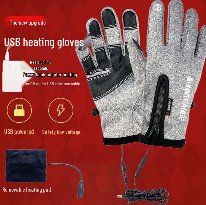 Warm USB Heated Touchscreen Gloves for Autumn & Winter - Non-slip, Full Finger for Cycling, Mountaineering & Skiing.
