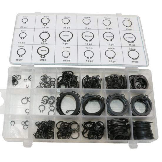 300Pcs 18Sizes C-Clips Snap Ring Circlip Retaining Ring Set Assortment with Case