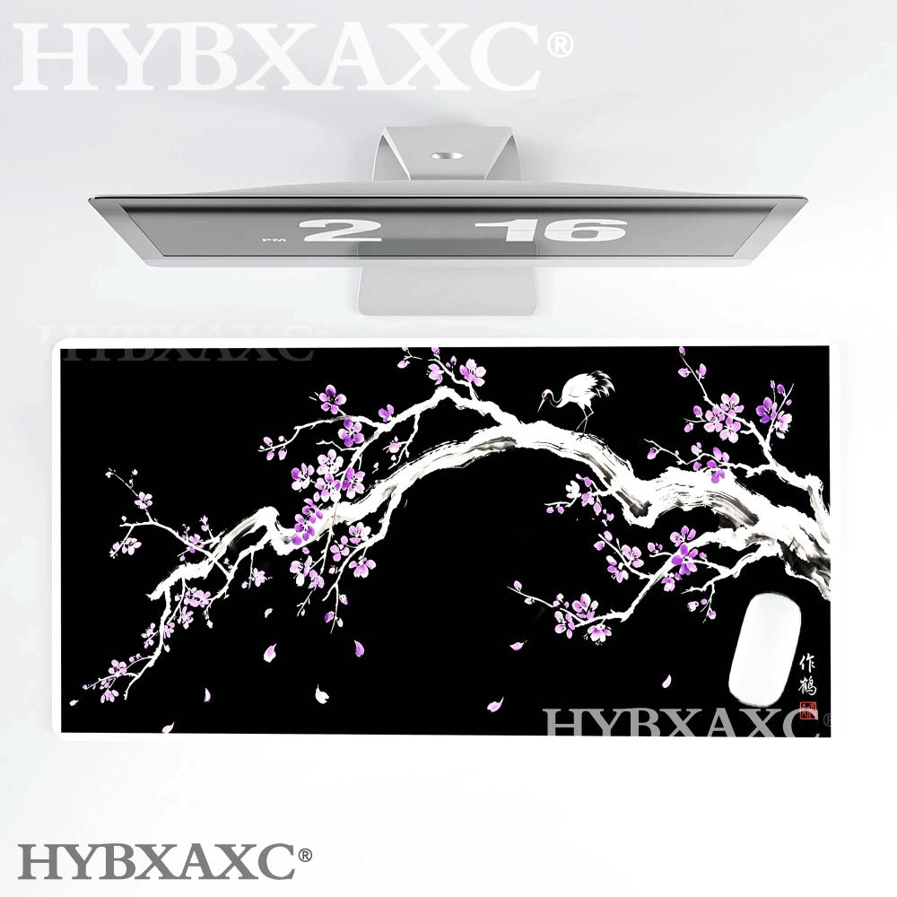 HYBXAXC Purple Plum Crane Ink Desk Mat Gaming Mouse Pad NonSlip Large for Office Home PC Gamer Computer Keyboard Mat Desk Pad