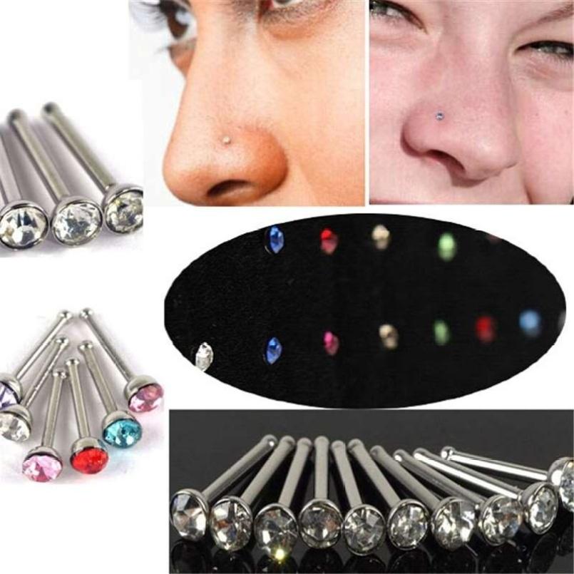 60 Stuks Roestvrij Staal Kristal Neusring Set Vrouwen Meisje Chirurgisch Staal Neuspiercing Kristallen Sieraden