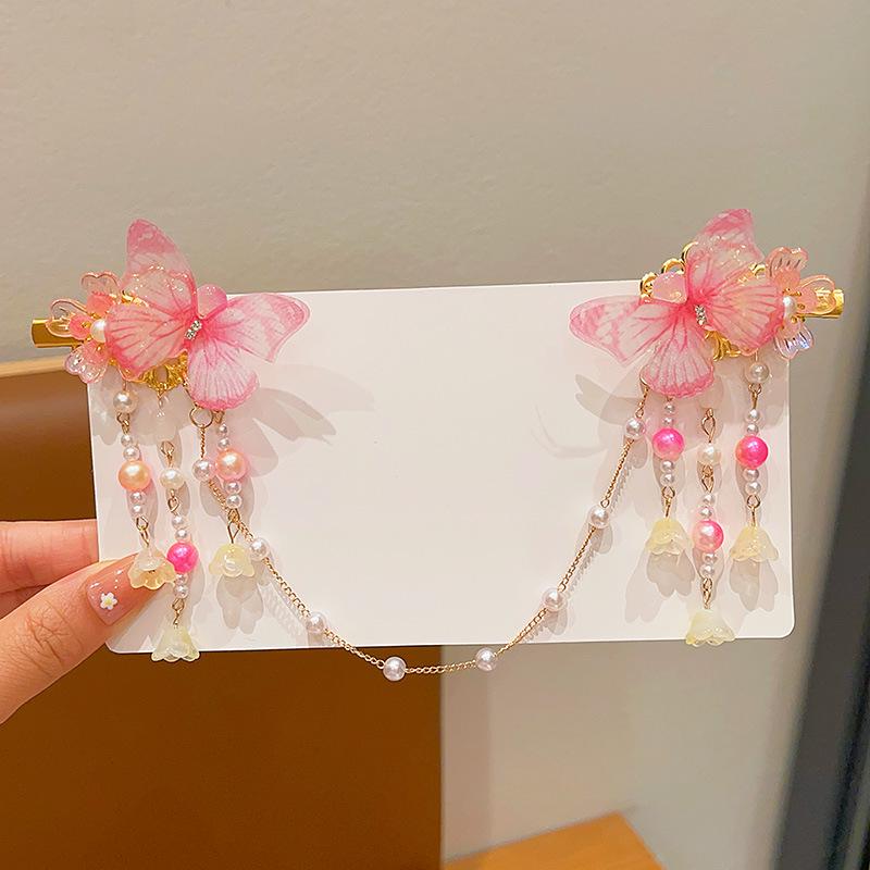 Acessórios de Cabelo Hanfu de Estilo Antigo: Adorno de Cabeça Infantil com Corrente de Testa, Franja e Design de Fada Princesa