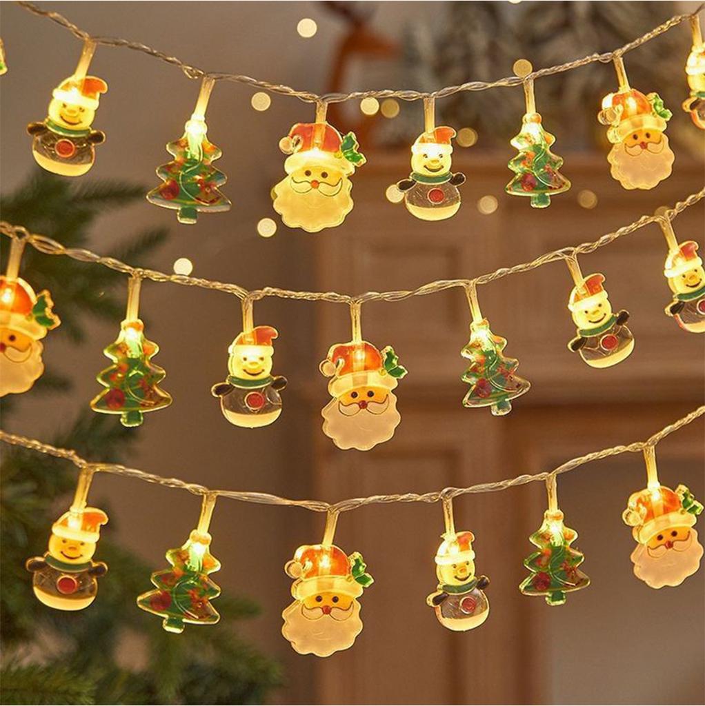 1.5M Christmas LED String Lights Tree Battery Garden Decoration Colorful Light Warm Snowmen Santa Strings White Home Stake For