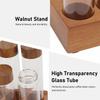 Wooden Base Coffee Bean Display Stand with 12 Clear Glass Tubes and Funnel for Cafe Bar Counter Storage