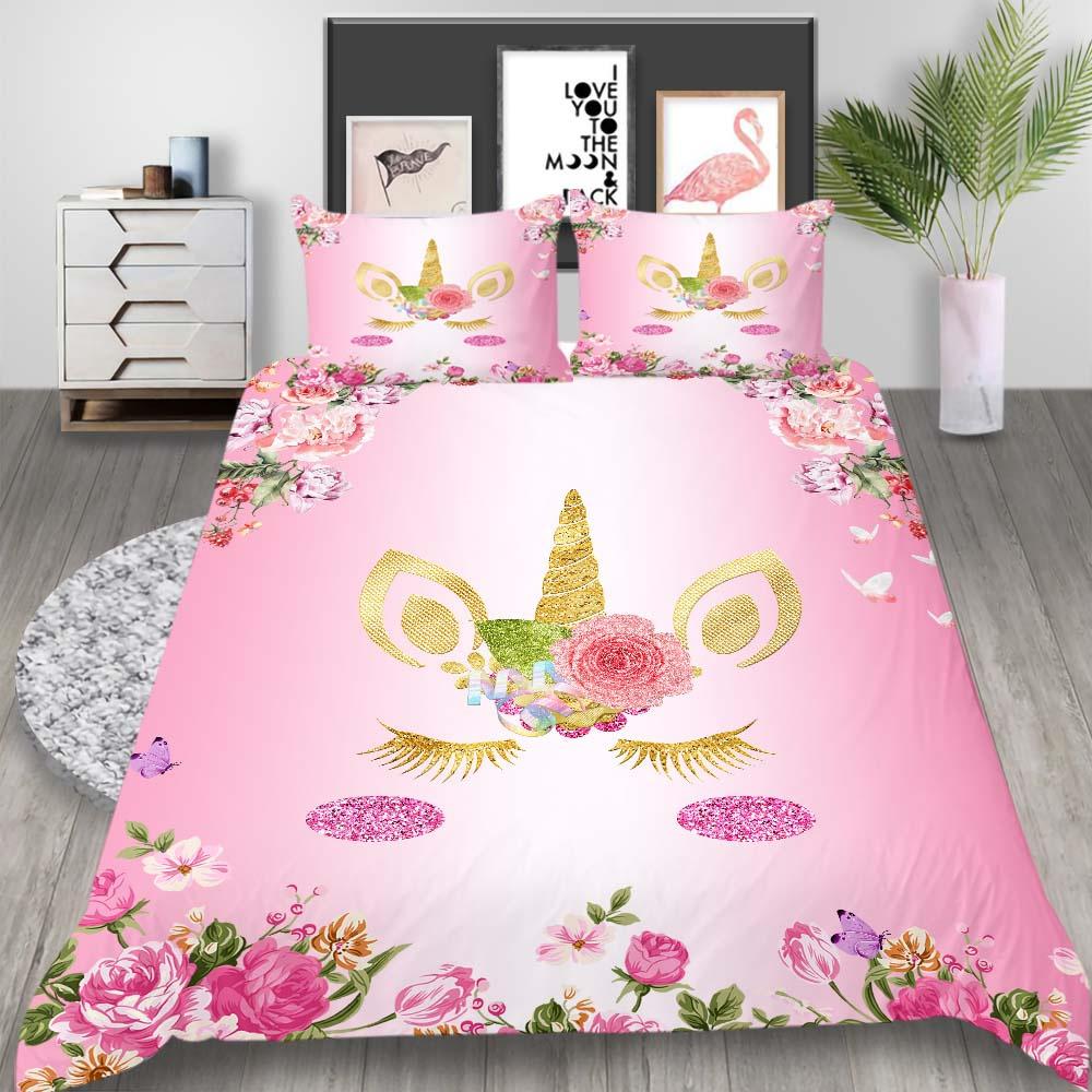 2023 New Style Unicorn Pattern Bed Cover Set Soft Home Textiles Bedding Suit with Pillowcase Boy Man Duvet Covers Girls Comforter Cover Suit
