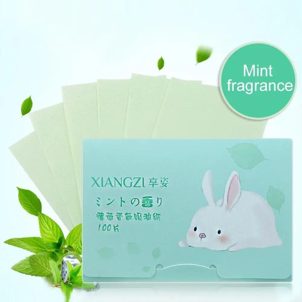 100PCS Fragrance Facial Oil Absorbing Paper Bamboo Charcoal Natural Green Tea Anti-Grease Paper Portable Oil Blotting Paper