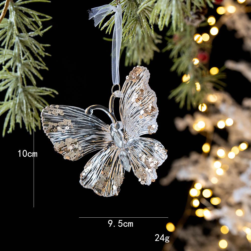Christmas decorations sequined acrylic transparent pendant snowflake bell pendant Christmas tree pendant