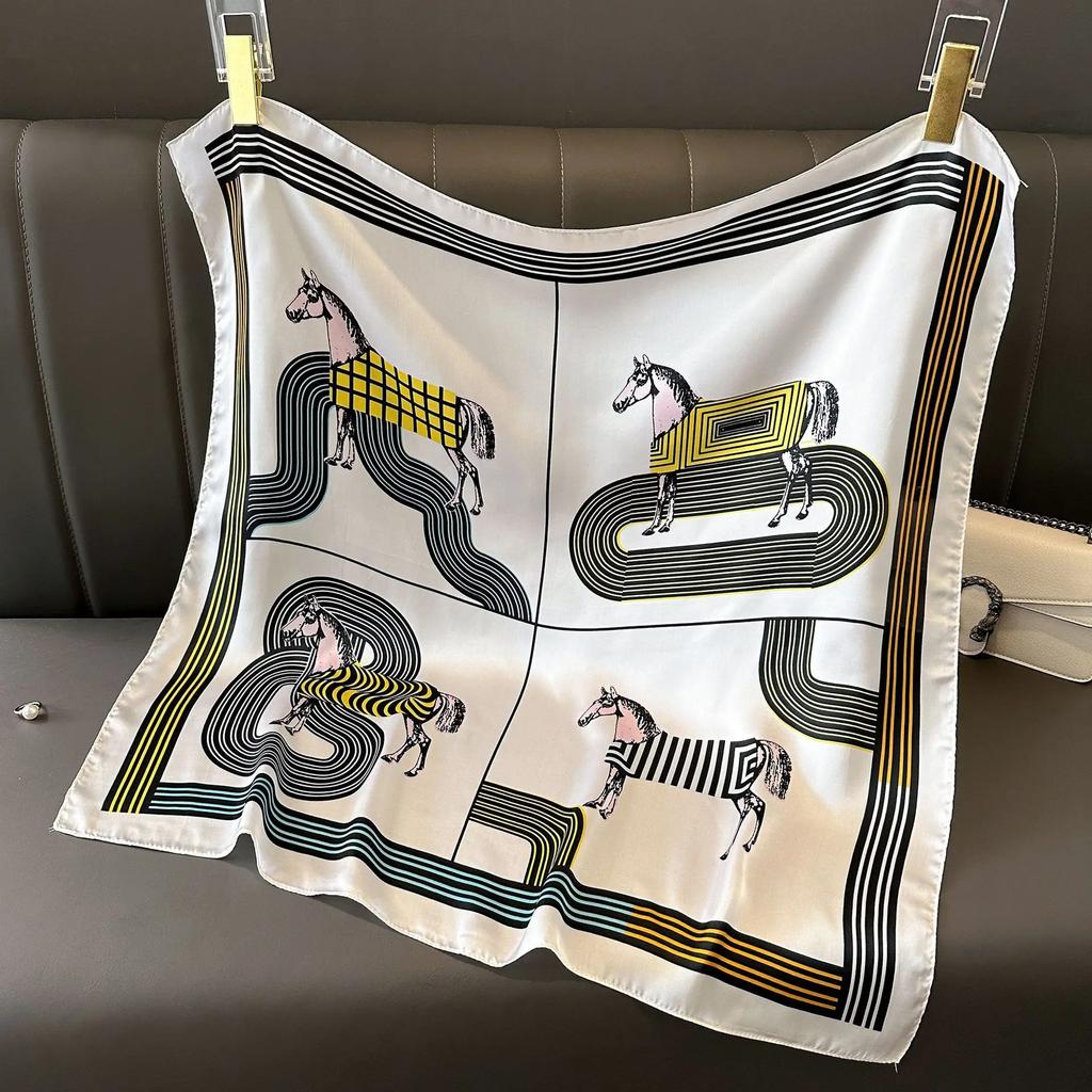 New Fashion Luxury Silk Scarf Bandana Women Hair Bands Square Scarves Neck Tie Bag Scarfs Satin Lady Wrap Headband