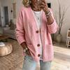 Cardigan in Maglia da Donna con Scollo a V Manica Lunga Vestibilità Larga Cappotto Maglione con Grandi Tasche