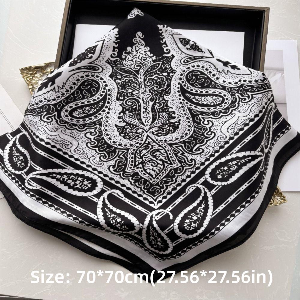 Luxury Print Imitation Silk Square Scarf Thin Hair Scarf Headband New Neck Tie Shawl Wraps  Women