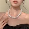 2026 Imitation Pearl Necklaces Round Multi Size White Pearl Stainless Steel Necklace Women's Collarbone Chain Necklace 3-8mm