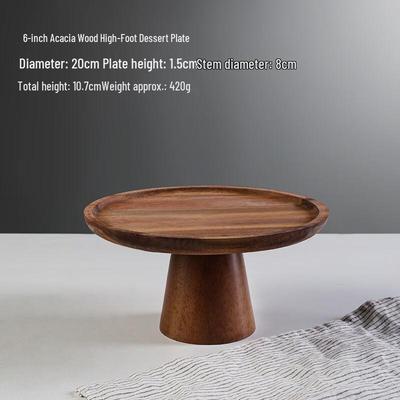 Acacia Wood Cake Stand with Glass Dome