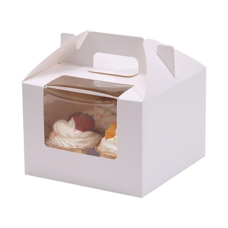 12pcs Cupcake Boxes Brown Kraft Paper Cupcake Box with Window and Handles Bulk Bakery Pastry Wrapping Box for Muffin Cupcake Wedding Party Baby Shower