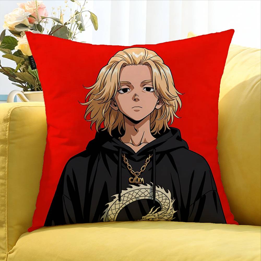 T-Tokyo r-Revengers Mikey World Various Sizes Square Pillow Case For Car Home Bedchamber Decor