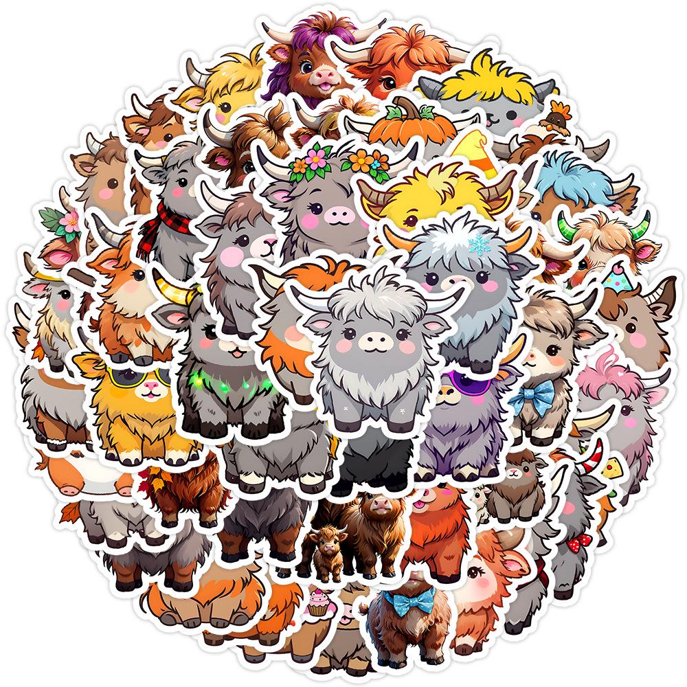 

50-Piece Cute Niu Graffiti Waterproof Stickers for Bike Helmets, Water Bottles, Computers & Journals