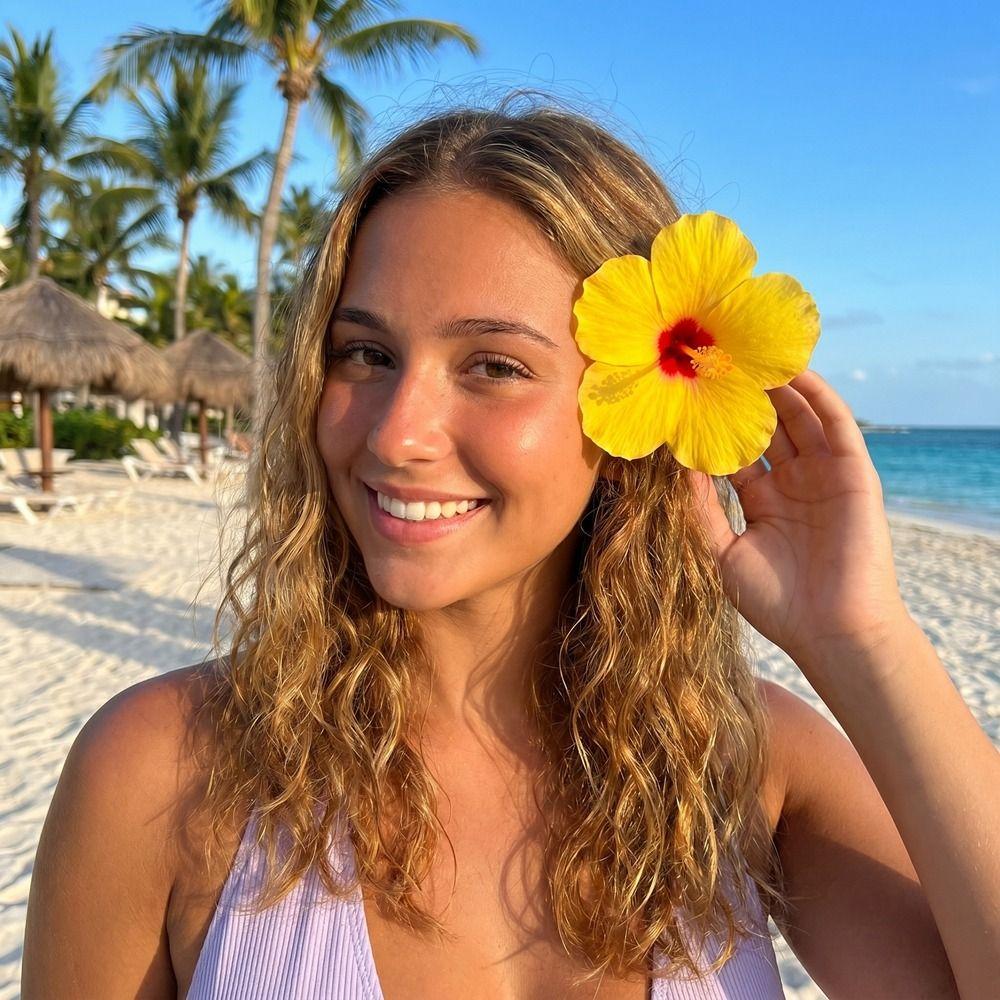 Cloth Hibiscus Flower Hairpin Bangs Clip Bohemian Style Hair Clip  Headdress