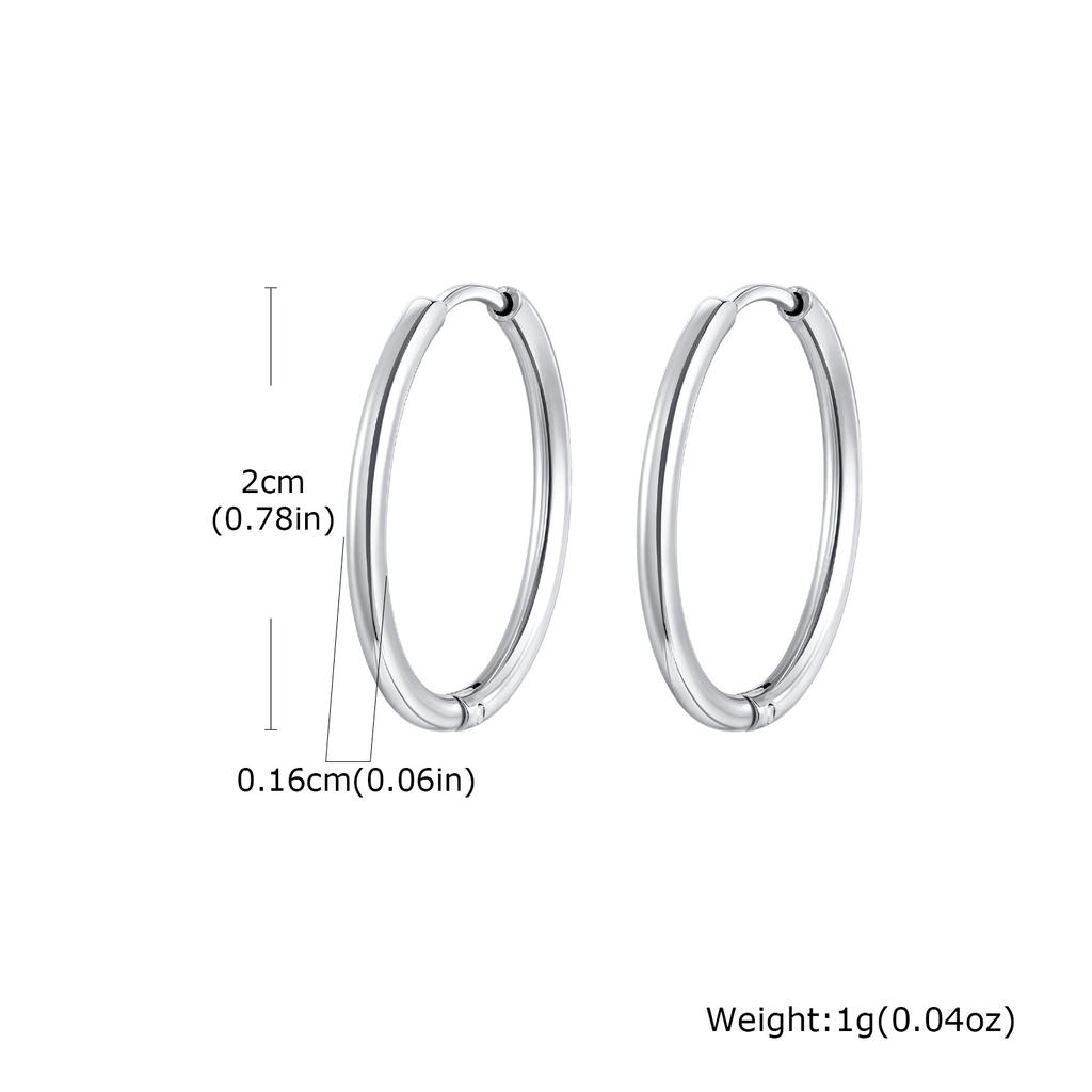 Wind stainless steel geometric large plain ring earrings plated with 18k gold simple earrings women's multi-specification 2mm, 4mm