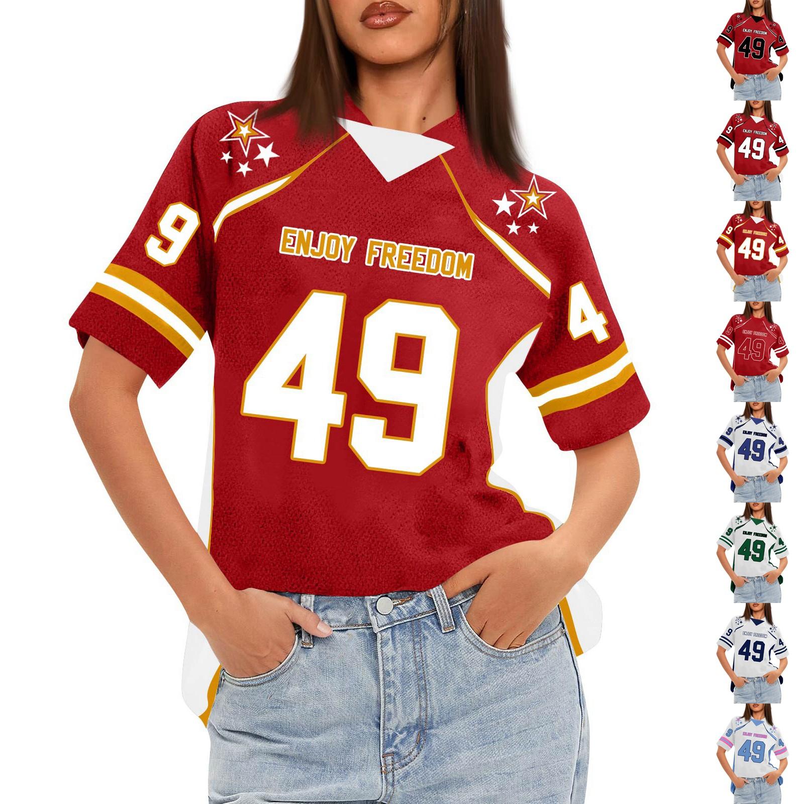 

Women s Oversized Short Sleeve Mesh Football Jerseys Shirt V Neck Graphic Top Tee XL жовтий