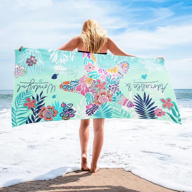 2026 Ultra-Fine Fiber Beach Towel Printed Surf Towel Water Absorption