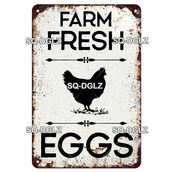 SQ-DGLZ Placă metalică vintage de avertizare Ouă de găini Placă de tablă Placă pentru magazin Home Bar Decor de perete Autocolant Placă de decorare Poster