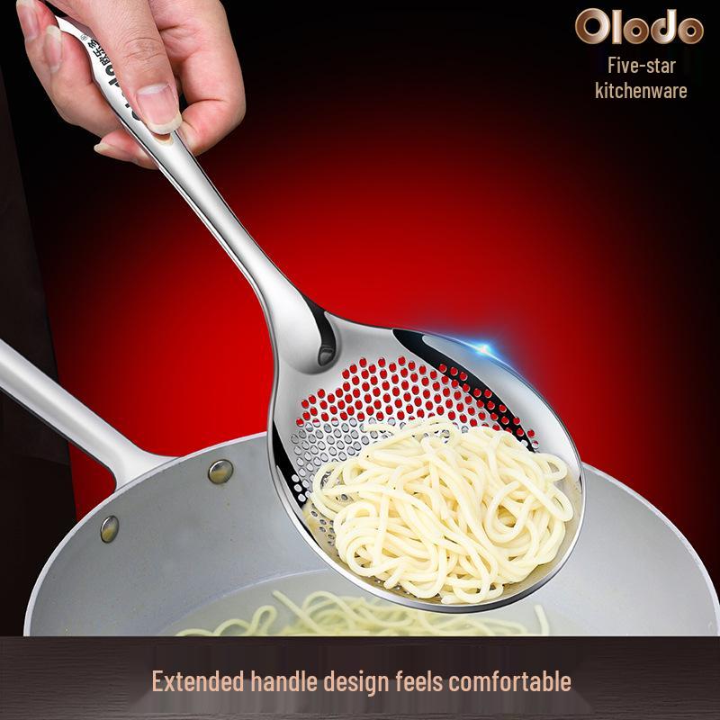 Heavy-Duty 316L Stainless Steel Skimmer Ladle - Large One-Piece Kitchen Strainer Spoon