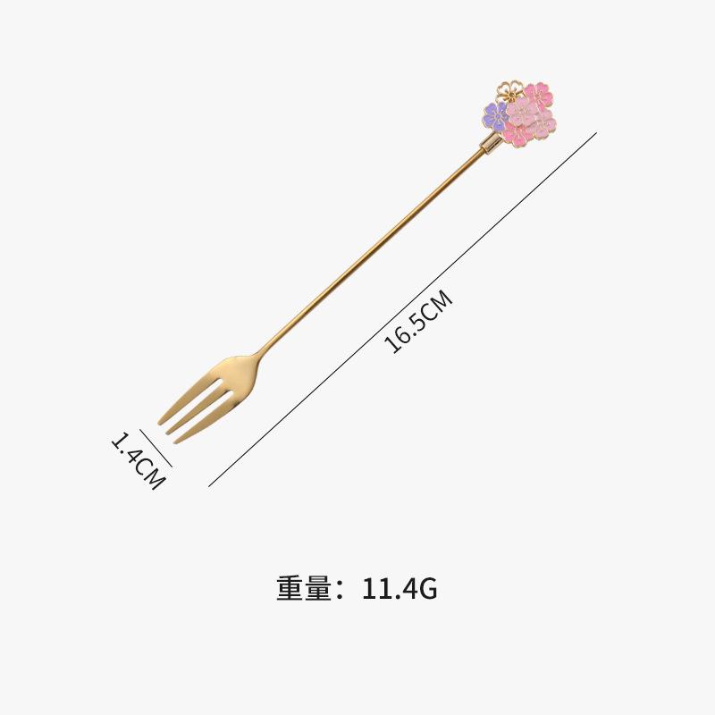 1 Pcs Cherry Blossom Spoon Fork Stainless Steel Coffee Spoon Kitchen Star Long Handle Stirring Spoons Kitchen Coffee Tableware