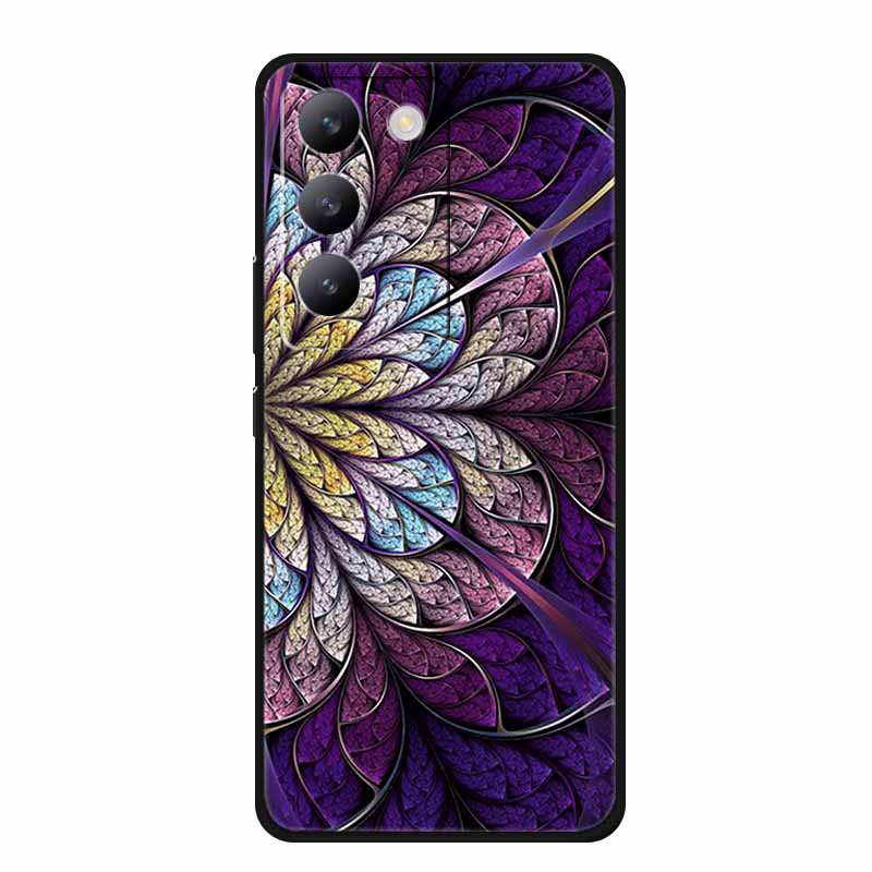 Für vivo V40 SE Hülle Luxus TPU Weiches Silikon Handy Rückabdeckung für vivo V40 SE 5G Schutz Stoßfest Blumen Mädchen Niedlich Hülle