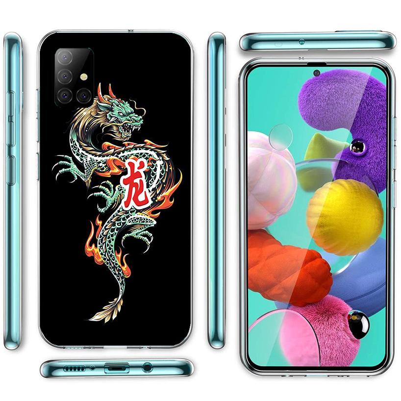 Asian Dragons Animal Tattoo Cover Phone Case For Samsung Galaxy A12 A22 A32 A52 A72 A02S Phone Case Note 20 Ultra 10 S10 Plus A5