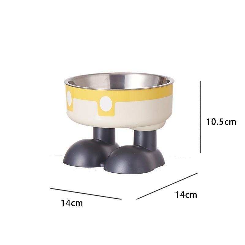 Cute Cartoon Elevated Cats Feeder Bowl Pet Neck Protection Stylish Stainless Steel Large-Capacity Anti-Choking Raised Pet Bowl
