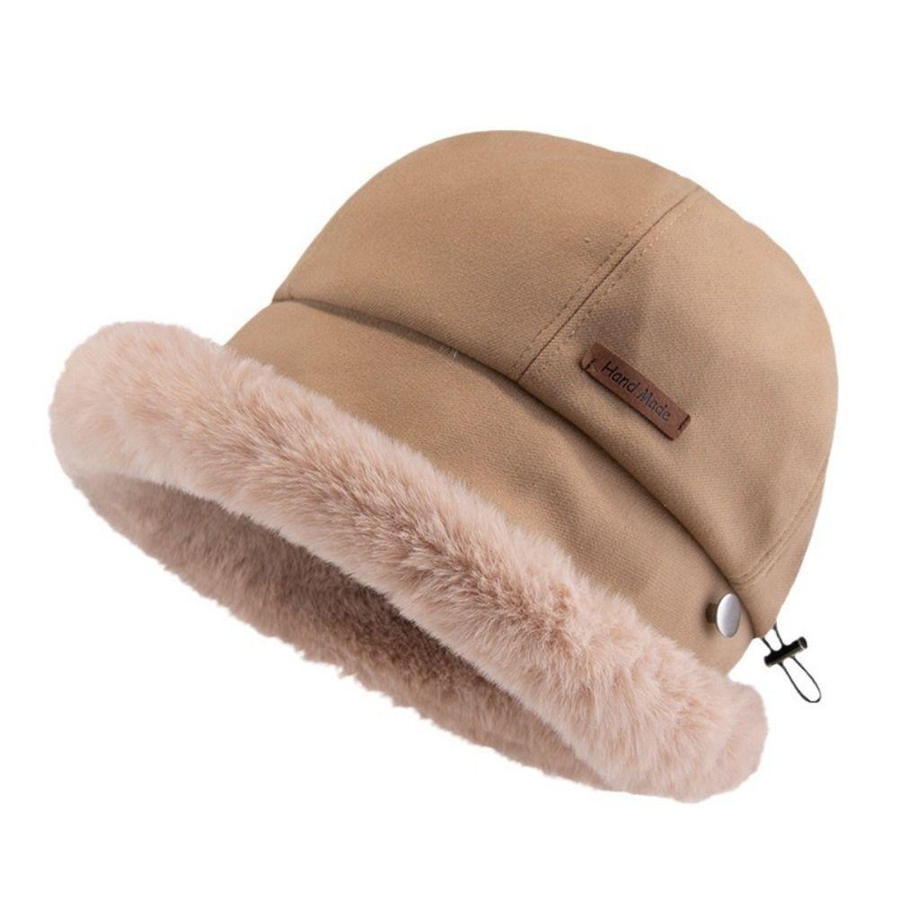 Soft Fluffy Fur Bucket Hat Windproof Winter Fisherman Hat Kawaii Warm Cap Lady