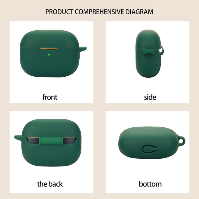 Upgraded Earphone Case Flexible Silicone Cover with Hook Attachment Rubber Storage Case Dustproof & Waterproof Case