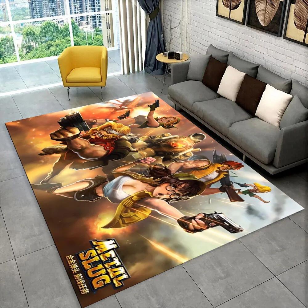 Klasyczna Gra Retro Metal Slug Dywanik Obszarowy dla Gracza, Dywan do Domu Salon Sypialnia Sofa Wycieraczka Dekoracyjna, Mata Podłogowa Antypoślizgowa do Zabawy dla Dzieci