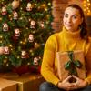 Sada 10 kusů 2D design Vánoční závěsné ozdoby Dřevěná ozdoba ve tvaru cukrové hůlky Sváteční závěsná dekorace Ozdoby Santa Clause