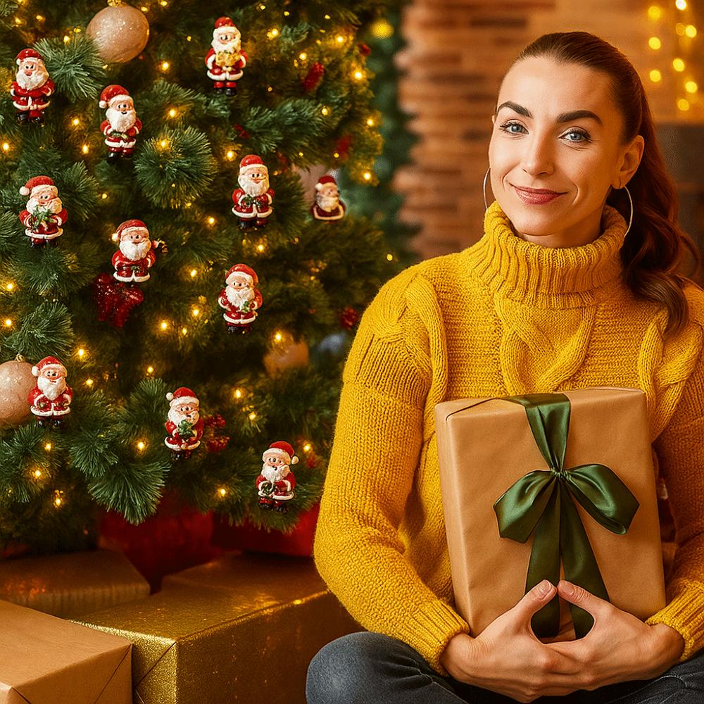 Sada 10 kusů 2D design Vánoční závěsné ozdoby Dřevěná ozdoba ve tvaru cukrové hůlky Sváteční závěsná dekorace Ozdoby Santa Clause