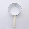 Fuji Enamel Double-Spout Milk Pan with Graduations, 14cm, 0.8L, Gas/Induction Compatible, Enamel Saucepan (Vanilla)