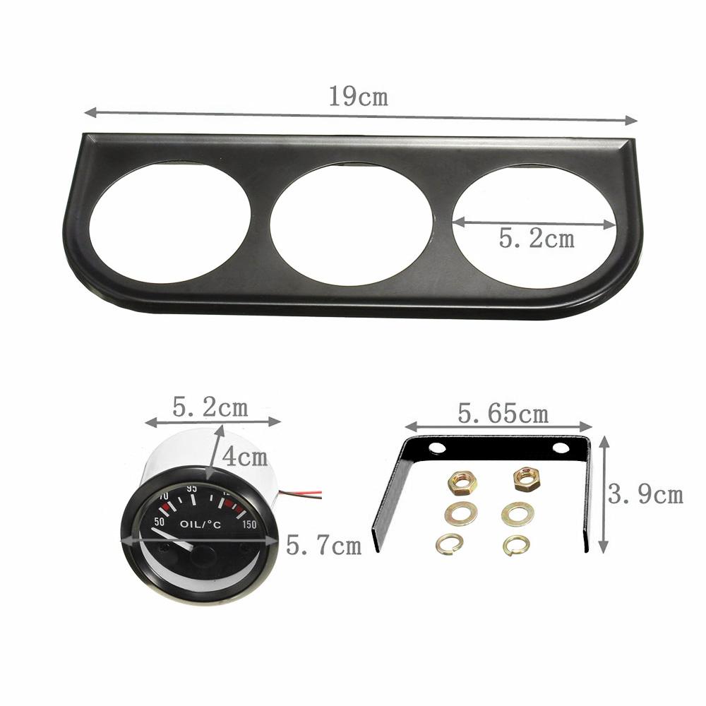 12V Universal 52mm Triple Kit Oil Temp Water Temp Temperature Oil Pressure Sensor Car Meter